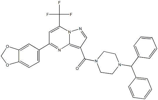 3-[(4-benzhydryl-1-piperazinyl)carbonyl]-5-(1,3-benzodioxol-5-yl)-7-(trifluoromethyl)pyrazolo[1,5-a]pyrimidine Structure