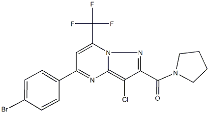 5-(4-bromophenyl)-3-chloro-2-(1-pyrrolidinylcarbonyl)-7-(trifluoromethyl)pyrazolo[1,5-a]pyrimidine 구조식 이미지