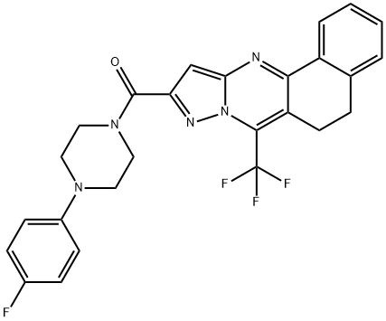 10-{[4-(4-fluorophenyl)-1-piperazinyl]carbonyl}-7-(trifluoromethyl)-5,6-dihydrobenzo[h]pyrazolo[5,1-b]quinazoline 구조식 이미지