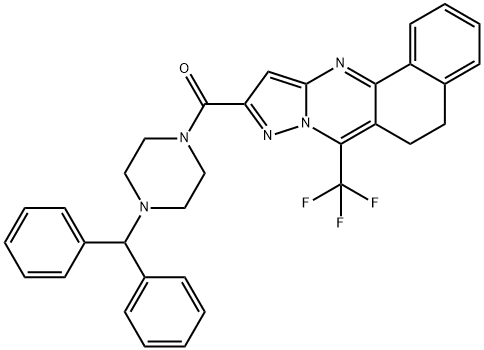 10-[(4-benzhydryl-1-piperazinyl)carbonyl]-7-(trifluoromethyl)-5,6-dihydrobenzo[h]pyrazolo[5,1-b]quinazoline Structure