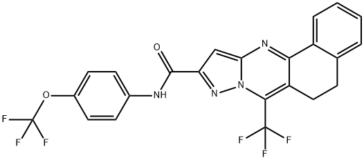 N-[4-(trifluoromethoxy)phenyl]-7-(trifluoromethyl)-5,6-dihydrobenzo[h]pyrazolo[5,1-b]quinazoline-10-carboxamide 구조식 이미지