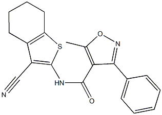 N-(3-cyano-4,5,6,7-tetrahydro-1-benzothien-2-yl)-5-methyl-3-phenyl-4-isoxazolecarboxamide 구조식 이미지