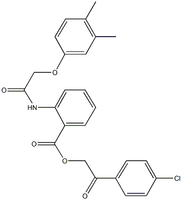 2-(4-chlorophenyl)-2-oxoethyl 2-{[(3,4-dimethylphenoxy)acetyl]amino}benzoate 구조식 이미지