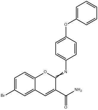 6-bromo-2-[(4-phenoxyphenyl)imino]-2H-chromene-3-carboxamide 구조식 이미지