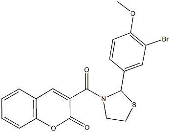 3-{[2-(3-bromo-4-methoxyphenyl)-1,3-thiazolidin-3-yl]carbonyl}-2H-chromen-2-one Structure