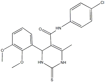 N-(4-chlorophenyl)-4-(2,3-dimethoxyphenyl)-6-methyl-2-thioxo-1,2,3,4-tetrahydro-5-pyrimidinecarboxamide 구조식 이미지