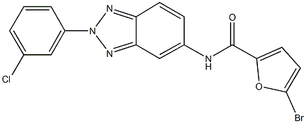 5-bromo-N-[2-(3-chlorophenyl)-2H-1,2,3-benzotriazol-5-yl]-2-furamide 구조식 이미지