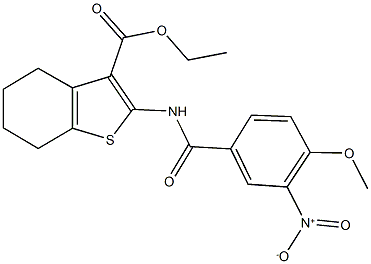 ethyl 2-({3-nitro-4-methoxybenzoyl}amino)-4,5,6,7-tetrahydro-1-benzothiophene-3-carboxylate 구조식 이미지