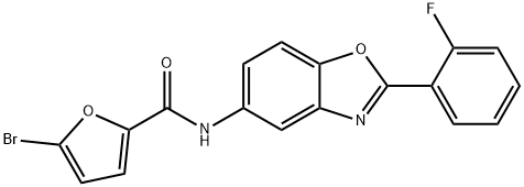 5-bromo-N-[2-(2-fluorophenyl)-1,3-benzoxazol-5-yl]-2-furamide 구조식 이미지