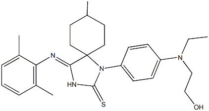 4-[(2,6-dimethylphenyl)imino]-1-{4-[ethyl(2-hydroxyethyl)amino]phenyl}-8-methyl-1,3-diazaspiro[4.5]decane-2-thione 구조식 이미지