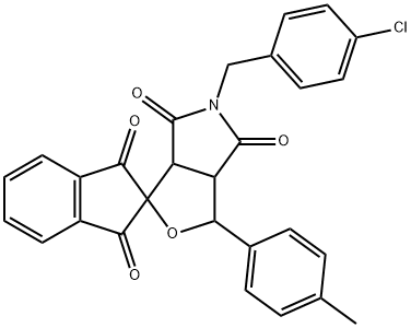 5-(4-chlorobenzyl)-1-(4-methylphenyl)-3a,6a-dihydrospiro[1H-furo[3,4-c]pyrrole-3,2'-(1'H)-indene]-1',3',4,6(2'H,3H,5H)-tetrone Structure