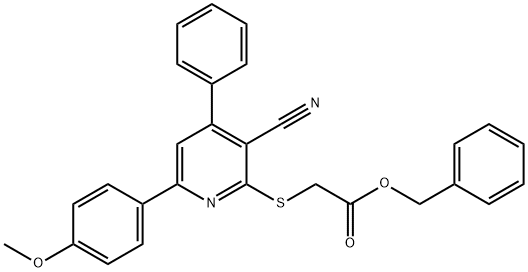 benzyl {[3-cyano-6-(4-methoxyphenyl)-4-phenyl-2-pyridinyl]sulfanyl}acetate 구조식 이미지