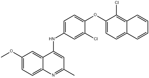 N-{3-chloro-4-[(1-chloro-2-naphthyl)oxy]phenyl}-6-methoxy-2-methyl-4-quinolinamine Structure