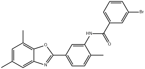 3-bromo-N-[5-(5,7-dimethyl-1,3-benzoxazol-2-yl)-2-methylphenyl]benzamide 구조식 이미지