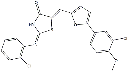 5-{[5-(3-chloro-4-methoxyphenyl)-2-furyl]methylene}-2-[(2-chlorophenyl)imino]-1,3-thiazolidin-4-one Structure