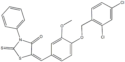 5-{4-[(2,4-dichlorobenzyl)oxy]-3-methoxybenzylidene}-3-phenyl-2-thioxo-1,3-thiazolidin-4-one 구조식 이미지