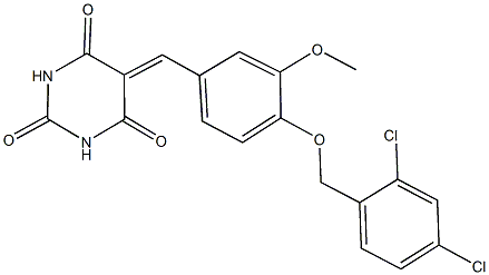 5-{4-[(2,4-dichlorobenzyl)oxy]-3-methoxybenzylidene}-2,4,6(1H,3H,5H)-pyrimidinetrione Structure