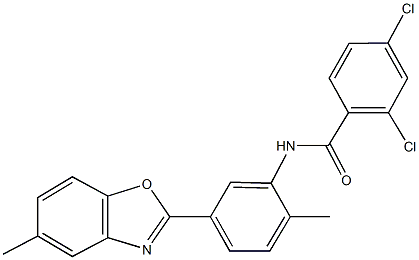 2,4-dichloro-N-[2-methyl-5-(5-methyl-1,3-benzoxazol-2-yl)phenyl]benzamide 구조식 이미지