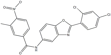 N-[2-(2,4-dichlorophenyl)-1,3-benzoxazol-5-yl]-4-nitro-3-methylbenzamide 구조식 이미지