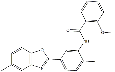 2-methoxy-N-[2-methyl-5-(5-methyl-1,3-benzoxazol-2-yl)phenyl]benzamide Structure