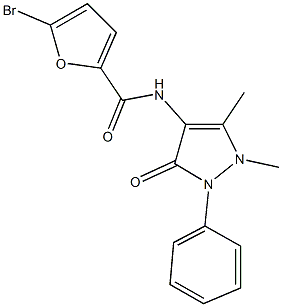 5-bromo-N-(1,5-dimethyl-3-oxo-2-phenyl-2,3-dihydro-1H-pyrazol-4-yl)-2-furamide 구조식 이미지