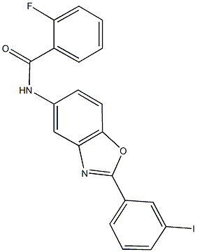 2-fluoro-N-[2-(3-iodophenyl)-1,3-benzoxazol-5-yl]benzamide 구조식 이미지