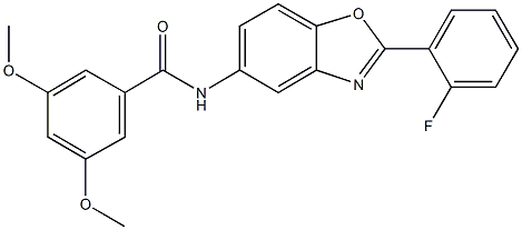 N-[2-(2-fluorophenyl)-1,3-benzoxazol-5-yl]-3,5-dimethoxybenzamide 구조식 이미지