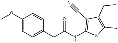 N-(3-cyano-4-ethyl-5-methyl-2-thienyl)-2-(4-methoxyphenyl)acetamide 구조식 이미지