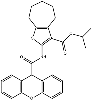 isopropyl 2-[(9H-xanthen-9-ylcarbonyl)amino]-5,6,7,8-tetrahydro-4H-cyclohepta[b]thiophene-3-carboxylate 구조식 이미지