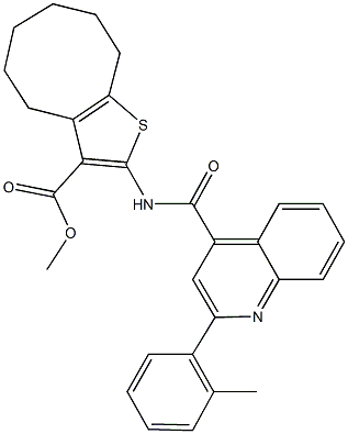 methyl 2-({[2-(2-methylphenyl)-4-quinolinyl]carbonyl}amino)-4,5,6,7,8,9-hexahydrocycloocta[b]thiophene-3-carboxylate Structure