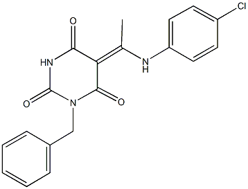 1-benzyl-5-[1-(4-chloroanilino)ethylidene]-2,4,6(1H,3H,5H)-pyrimidinetrione Structure