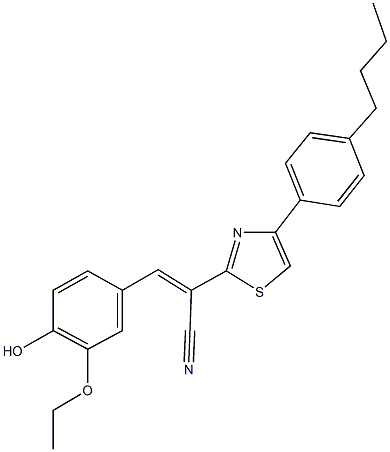 2-[4-(4-butylphenyl)-1,3-thiazol-2-yl]-3-(3-ethoxy-4-hydroxyphenyl)acrylonitrile 구조식 이미지
