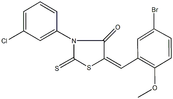 5-(5-bromo-2-methoxybenzylidene)-3-(3-chlorophenyl)-2-thioxo-1,3-thiazolidin-4-one 구조식 이미지