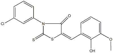 3-(3-chlorophenyl)-5-(2-hydroxy-3-methoxybenzylidene)-2-thioxo-1,3-thiazolidin-4-one 구조식 이미지