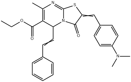 ethyl 2-[4-(dimethylamino)benzylidene]-7-methyl-3-oxo-5-(2-phenylvinyl)-2,3-dihydro-5H-[1,3]thiazolo[3,2-a]pyrimidine-6-carboxylate 구조식 이미지