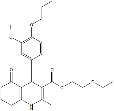 2-ethoxyethyl 4-(3-methoxy-4-propoxyphenyl)-2-methyl-5-oxo-1,4,5,6,7,8-hexahydro-3-quinolinecarboxylate Structure