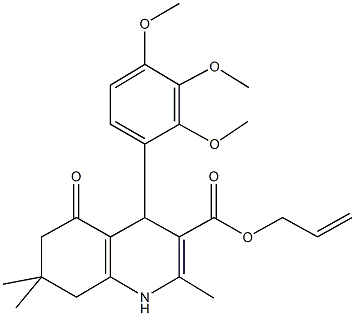 prop-2-enyl 2,7,7-trimethyl-5-oxo-4-[2,3,4-tris(methyloxy)phenyl]-1,4,5,6,7,8-hexahydroquinoline-3-carboxylate Structure