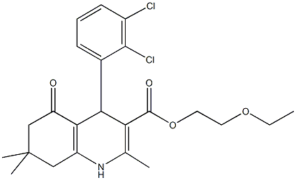 2-(ethyloxy)ethyl 4-(2,3-dichlorophenyl)-2,7,7-trimethyl-5-oxo-1,4,5,6,7,8-hexahydroquinoline-3-carboxylate 구조식 이미지