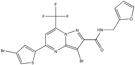 3-bromo-5-(4-bromo-2-thienyl)-N-(2-furylmethyl)-7-(trifluoromethyl)pyrazolo[1,5-a]pyrimidine-2-carboxamide Structure