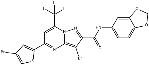 N-(1,3-benzodioxol-5-yl)-3-bromo-5-(4-bromo-2-thienyl)-7-(trifluoromethyl)pyrazolo[1,5-a]pyrimidine-2-carboxamide Structure