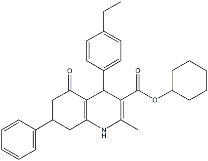 cyclohexyl 4-(4-ethylphenyl)-2-methyl-5-oxo-7-phenyl-1,4,5,6,7,8-hexahydroquinoline-3-carboxylate 구조식 이미지