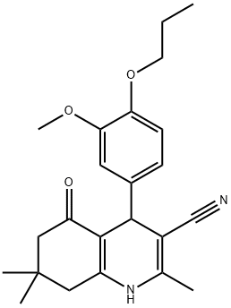 4-(3-methoxy-4-propoxyphenyl)-2,7,7-trimethyl-5-oxo-1,4,5,6,7,8-hexahydro-3-quinolinecarbonitrile 구조식 이미지