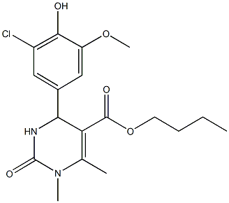 butyl 4-(3-chloro-4-hydroxy-5-methoxyphenyl)-1,6-dimethyl-2-oxo-1,2,3,4-tetrahydro-5-pyrimidinecarboxylate 구조식 이미지