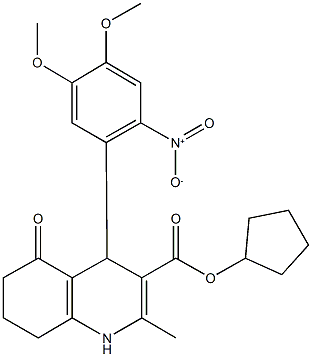 cyclopentyl 4-{2-nitro-4,5-dimethoxyphenyl}-2-methyl-5-oxo-1,4,5,6,7,8-hexahydro-3-quinolinecarboxylate 구조식 이미지