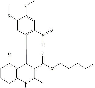 pentyl 4-{2-nitro-4,5-dimethoxyphenyl}-2-methyl-5-oxo-1,4,5,6,7,8-hexahydroquinoline-3-carboxylate 구조식 이미지