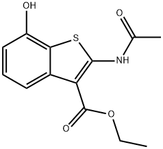 ethyl 2-(acetylamino)-7-hydroxy-1-benzothiophene-3-carboxylate 구조식 이미지