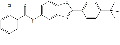 N-[2-(4-tert-butylphenyl)-1,3-benzoxazol-5-yl]-2-chloro-5-iodobenzamide Structure