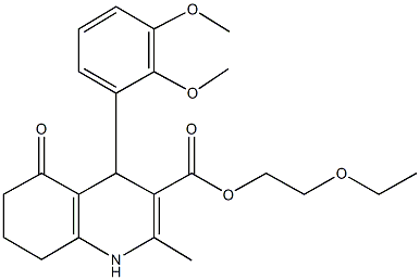 2-(ethyloxy)ethyl 4-[2,3-bis(methyloxy)phenyl]-2-methyl-5-oxo-1,4,5,6,7,8-hexahydroquinoline-3-carboxylate 구조식 이미지