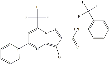 3-chloro-5-phenyl-7-(trifluoromethyl)-N-[2-(trifluoromethyl)phenyl]pyrazolo[1,5-a]pyrimidine-2-carboxamide 구조식 이미지