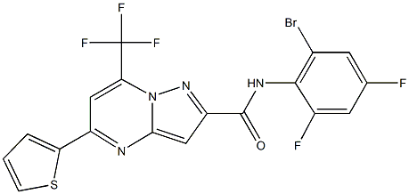 N-(2-bromo-4,6-difluorophenyl)-5-(2-thienyl)-7-(trifluoromethyl)pyrazolo[1,5-a]pyrimidine-2-carboxamide 구조식 이미지